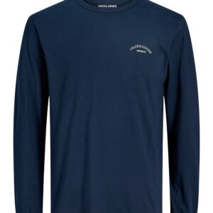 T-Shirt blu manica lunga logo piccolo 100% cotone