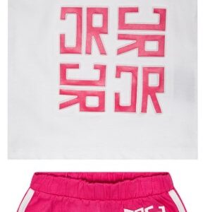 Set canotta/short bisnco/fucsia logato (6 mesi - 3 anni) 100% cotone
