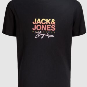 T-Shirt nera con stampa frontale 100% cotone