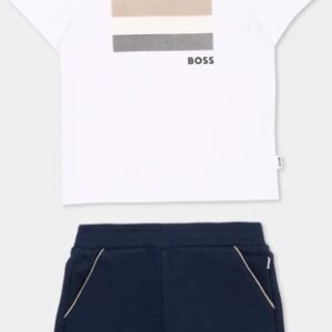 Completo Boss bambino con t-shirt e bermuda blu (6 mesi - 3 anni) 100% cotone