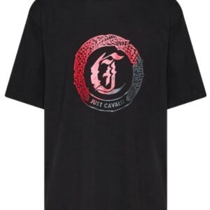 T-Shirt nera con logo frontale (8 anni - 14 anni) 50% cotone 50% modal
