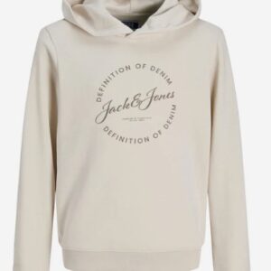 Felpa beige con cappuccio e logo frontale 65% poliestere 35% cotone