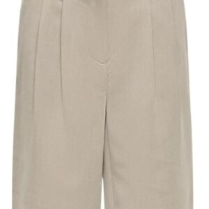 Bermuda beige morbido elegante con pieghe frontali 60% cotone 40% poliestere