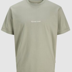 T-Shirt verde in jersey con scritta piccola 100%cotone