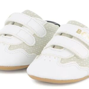 Scarpe culla in pelle e tela