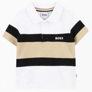 Polo in cotone elasticizzato con righe grosse a blocchi di colore (6 mesi - 3 anni)96% cotone 4% elastan