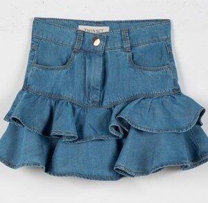Gonna in chambray con rouches (18 mesi - 6 anni) 100% lyocell