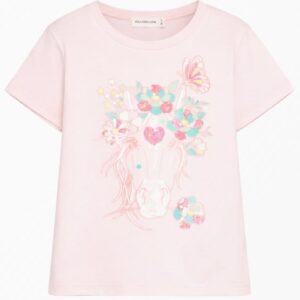 T-shirt rosa con stampa unicorno( 2 anni-10 anni) 100% cotone