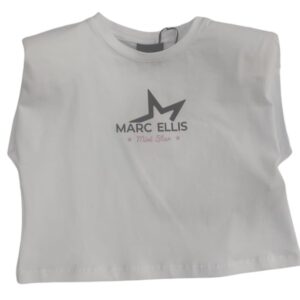 T-shirt bianca con logo frontale (8 anni - 16 anni)90% cotone 10 elestan