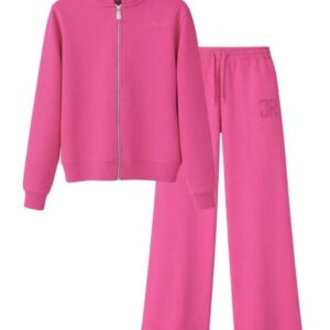 Completo bimba felpa/pantalone fucsia con logo(2anni- 6anni) 86% cotone 14% poliestere