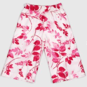 Pantalone bianco con disegni fucsia (2 anni - 6 anni)100% poliestere