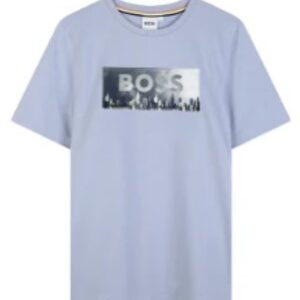 T-shirt azzurra con logo sul davanti (4 anni - 16 anni) 100% cotone