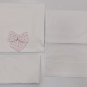 Lenzuolino bianco e rosa in cotone