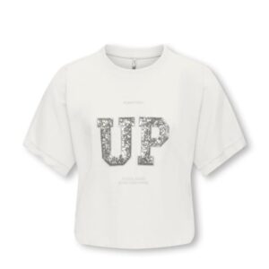 T-Shirt bianca con inserti paillettes 100% cotone