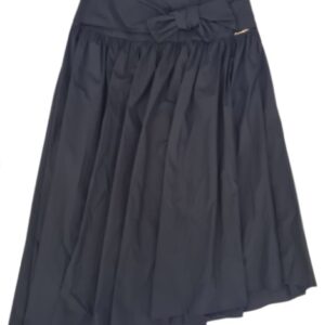 Gonna nera in cotone asimmetrica con fiocco in vita (8 anni - 16 anni)97% cotone 3%elastan