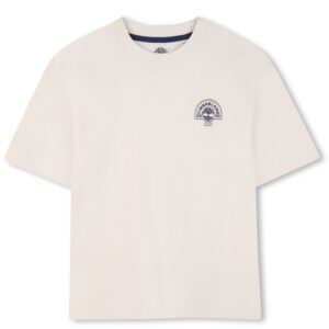 T-shirt panna in cotone con logo piccolo (4 anni - 16 anni)100% cotone