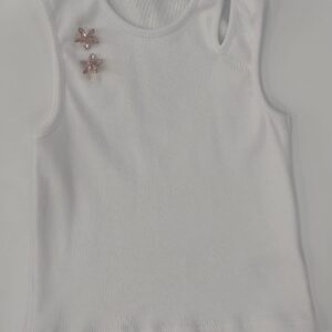 Canotta bianca in cotone con spille (10 anni - 16 anni)95% cotone 5% elastan