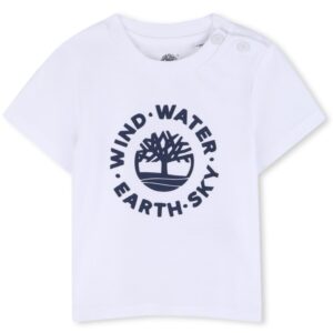 T-shirt bianca a maniche corte con logo (6 mesi - 3 anni)100% cotone
