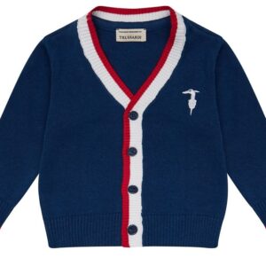 Cardigan blu con logo piccolo (6 mesi - 6 anni) 60% cotone 40% viscosa