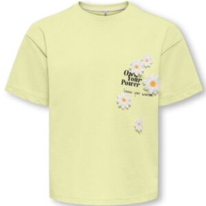 T-shirt gialla con margherite in rilievo  100% cotone