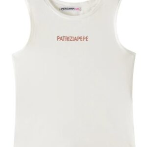 Canotta bianca con logo strass (8 anni - 16 anni) 95% cotone 5%elastan