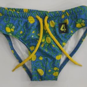 Costume a slip in lycra azzurro con limoni (4 anni - 16 anni) 82% poliestere 18% elastan