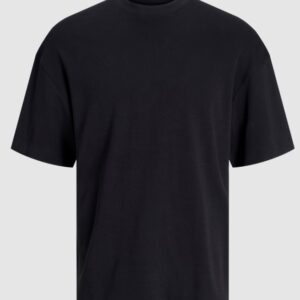 T-Shirt nera basica in jersey pettinato 100% cotone