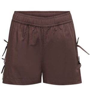 Shorts marrone in cotone con fiocchi laterali e elastico in vita 100% cotone