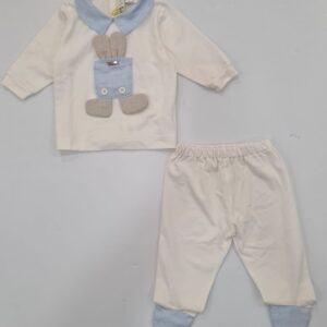 Completino 2 pezzi bianco e azzurro (1 mese - 3 mesi)