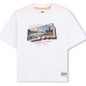 T-shirt bianca con scritta colorata (4 anni - 16 anni)100% cotone