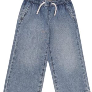 Jeans chiaro largo con elastico in vita 100% cotone