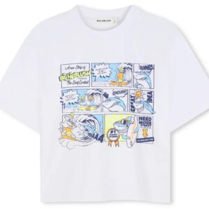 T-shirt bianca con stampa frontale (2 anni - 8 anni) - 100% cotone