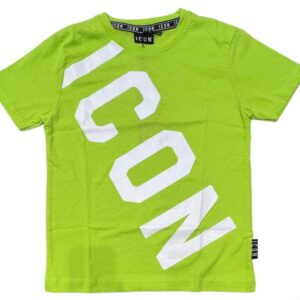 T-shirt verde con logo trasversale (6 anni  - 16 anni) 100% cotone
