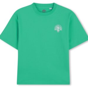 T-shirt verde in cotone con logo piccolo (4 anni - 16 anni)100% cotone