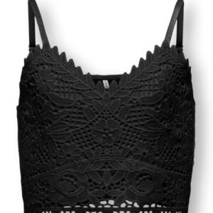 Top in pizzo nero spalline sottili 95% viscosa 5% elastan