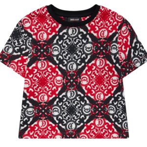T-shirt a fantasia rossa/nera (8 anni - 14 anni) 100% cotone