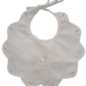 Bavetta bianca con poins rosa in cotone