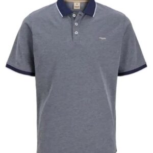 Polo blu con bordi a contrasto 50% cotone 50% poliestere