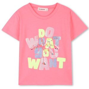 T-shirt fucsia con stampa frontale (2 anni - 10 anni) 65% poliestere 35% cotone