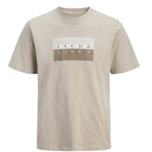 T-Shirt panna con logo frontale 100% cotone