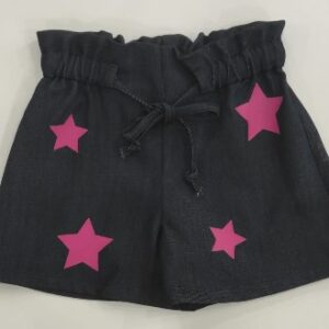 Short nero con stelle fucsia a vita alta (3 anni  - 6 anni)100% cotone