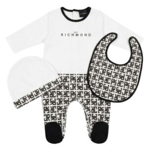 Set nascita tutina+bavetta+cappellino logata 100% cotone