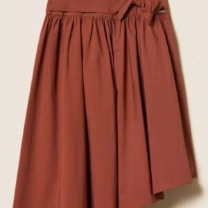 Gonna marrone in cotone asimmetrica con fiocco in vita (8 anni - 16 anni) 97% di cotone 5% elastan