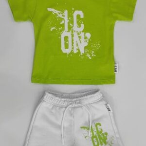 Completo t-shirt verde e bermuda bianco logo verde (2 anni - 6 anni)
