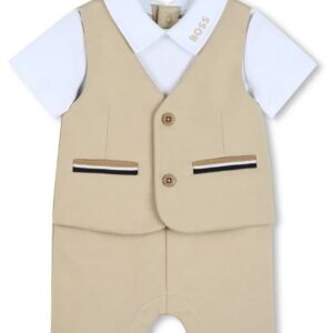 Pagliaccetto beige con gilet (3 mesi - 9 mesi) 100% cotone