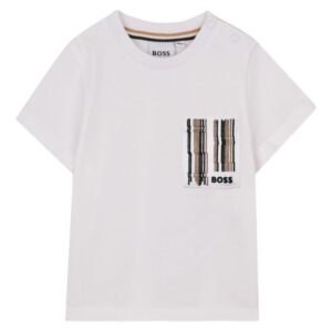 T-shirt bianca con taschino logato (6 mesi - 3 anni) 100% cotone