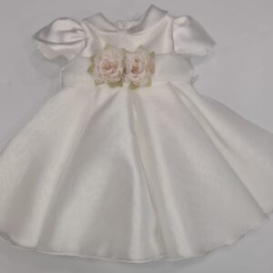 Abito da cerimonia bianvo con fiocco in tulle (6 mesi - 12 mesi)