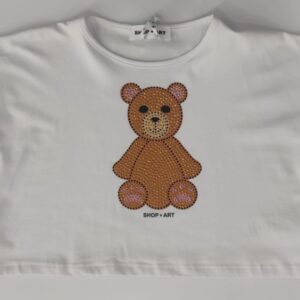 T-shirt bianca e stampa orso (10 anni - 16 anni)100% cotone