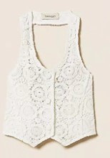 Gilet in macramè bianco (8 anni - 16 anni) 100% poliestere