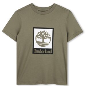 T-shirt verde con logo bianco in cotone (4 anni - 16 anni)100% cotone